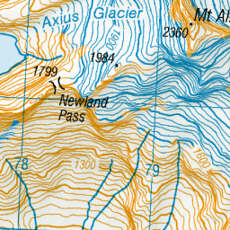 Axius Glacier, West Coast - NZ Topo Map