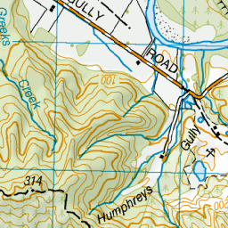 Humphreys Gully, West Coast - NZ Topo Map