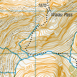 Waiau Pass, Canterbury - NZ Topo Map