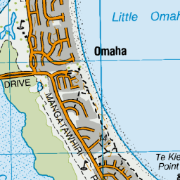 Omaha Beach Nz Map Omaha, Auckland - Nz Topo Map